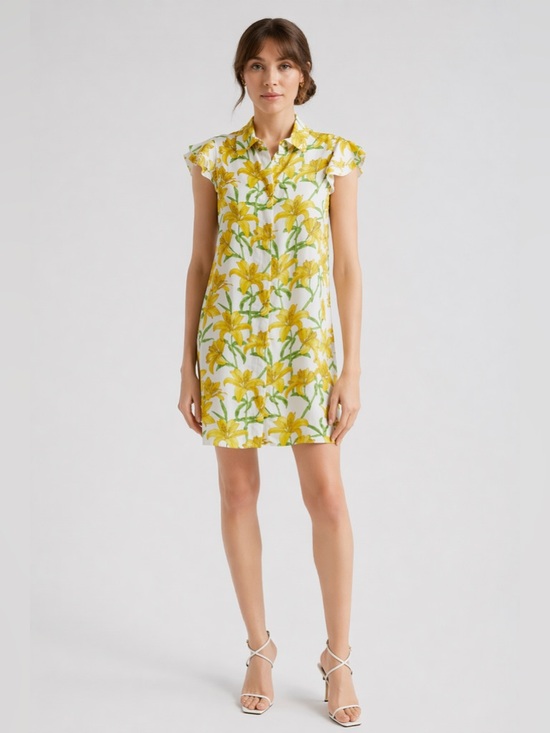 Alice + Olivia Dresses & Skirts - Alice + Olivia Yellow Lily Print Shirt Dress Silk Blend Size S summer dress